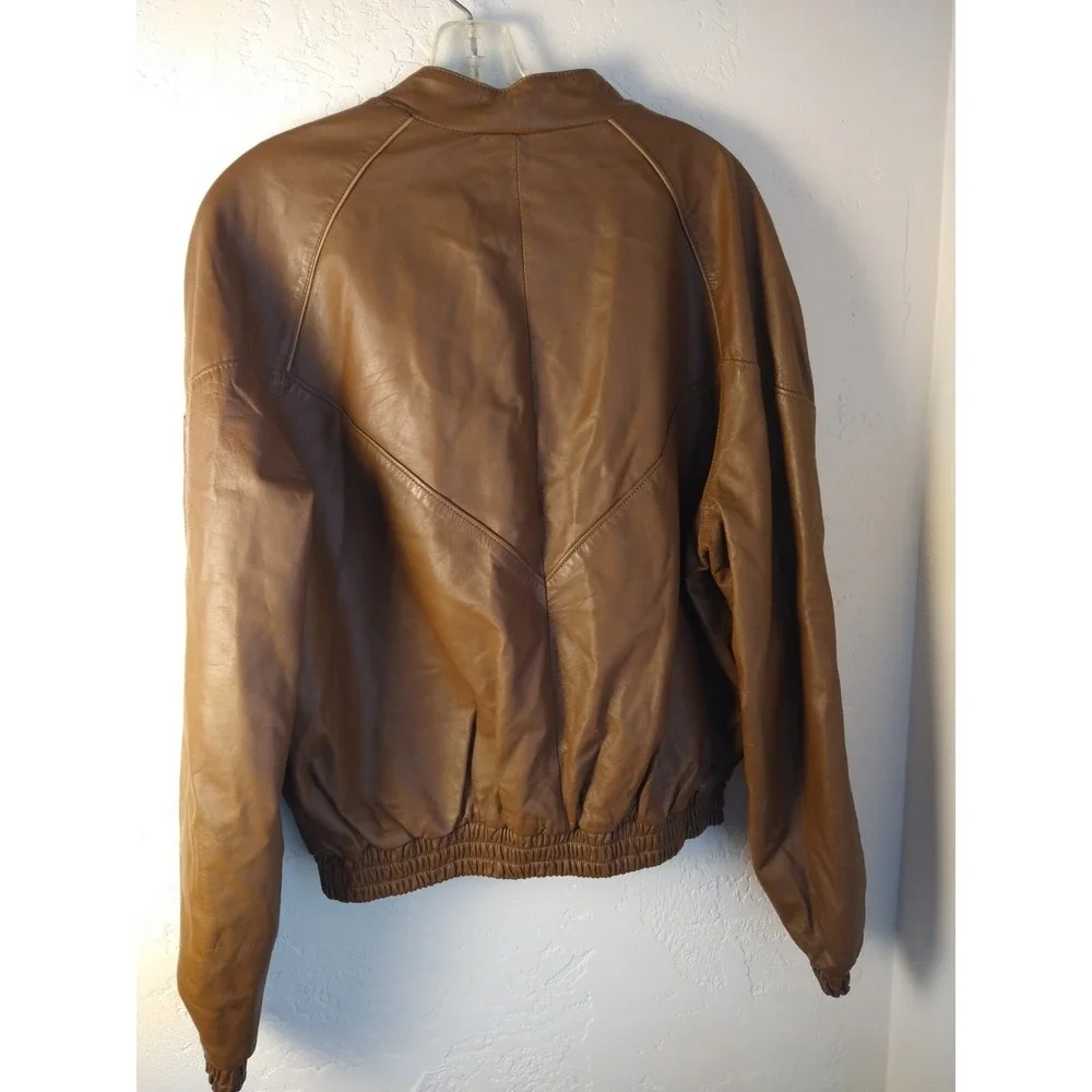 Vtg Wells Of Nottingham Men 46 Leather Bomber Jacket Coat 70s Super Glazed Nappa